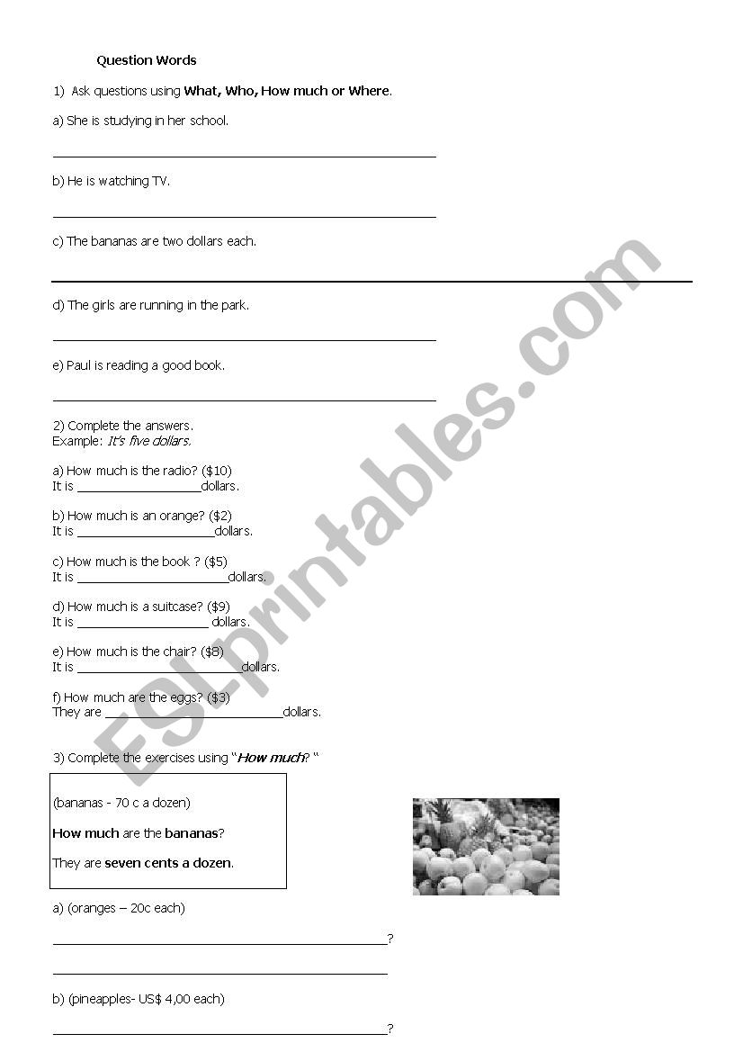 exercices worksheet