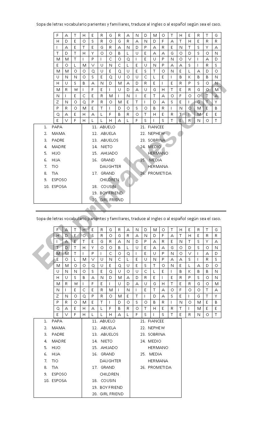 parent practice worksheet