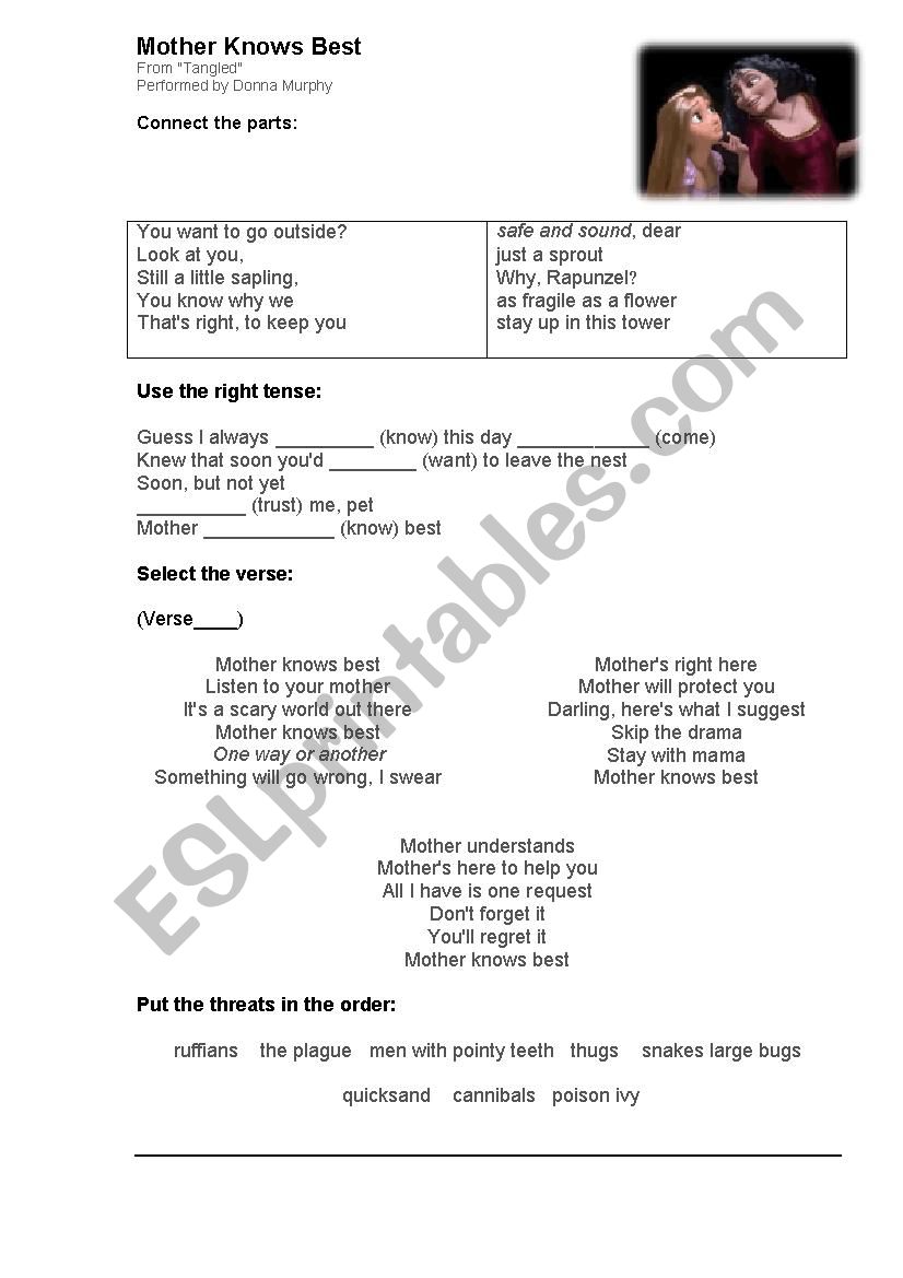 Mother knows best - Tangeld worksheet