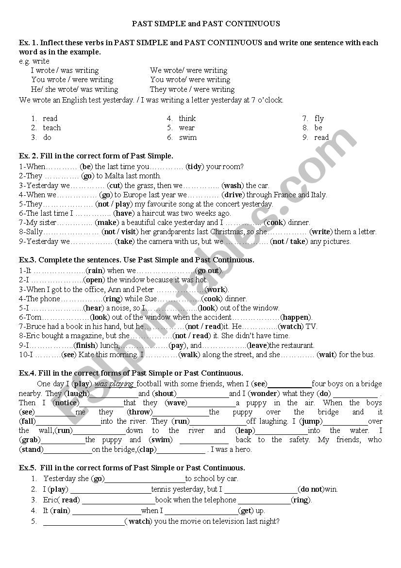 Past simple vs Past continuos worksheet