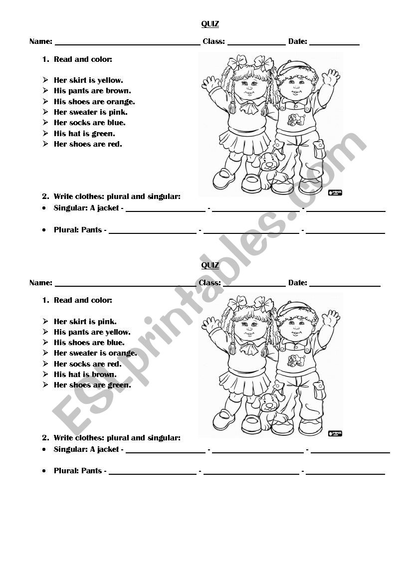 His and Her Quiz worksheet