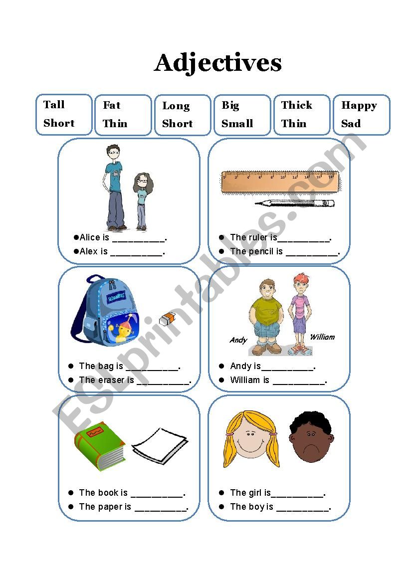 Adjectives worksheet