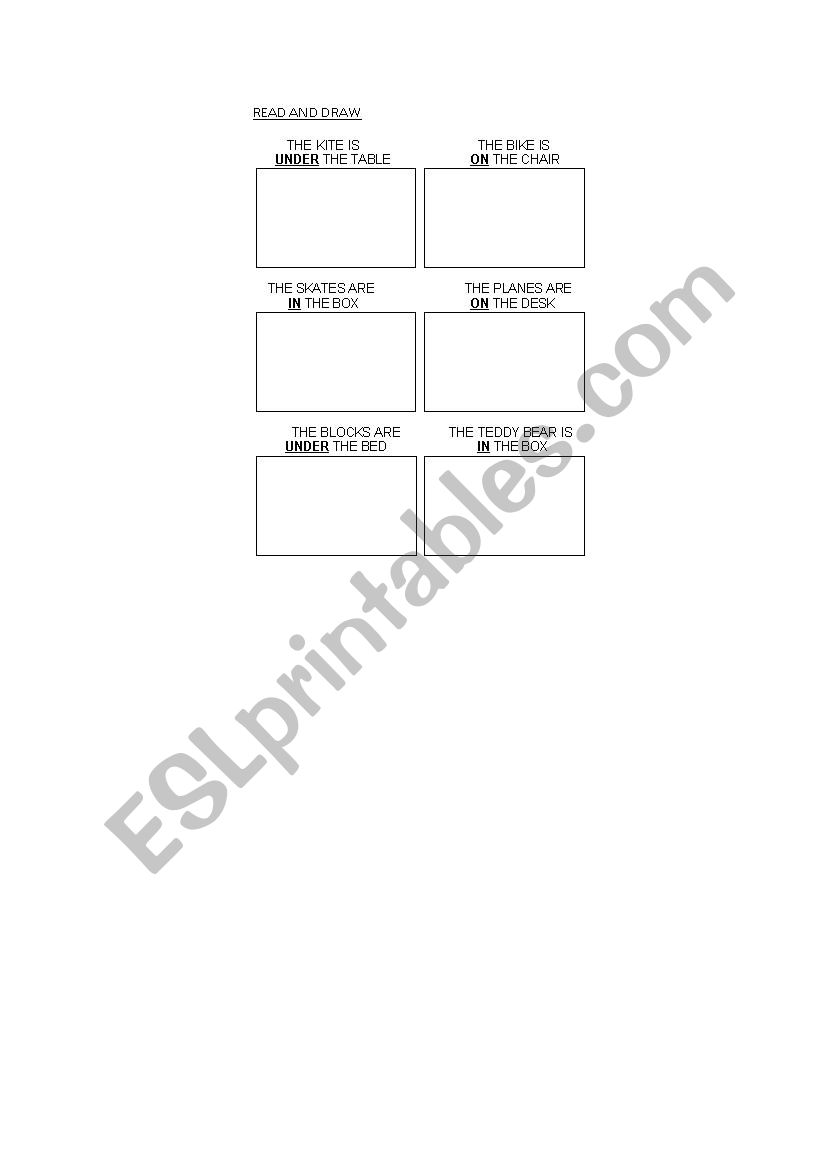 Prepositions (on, in, under) worksheet