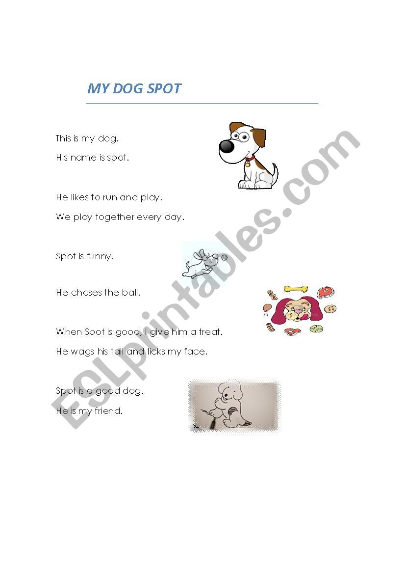 my dog spot worksheet