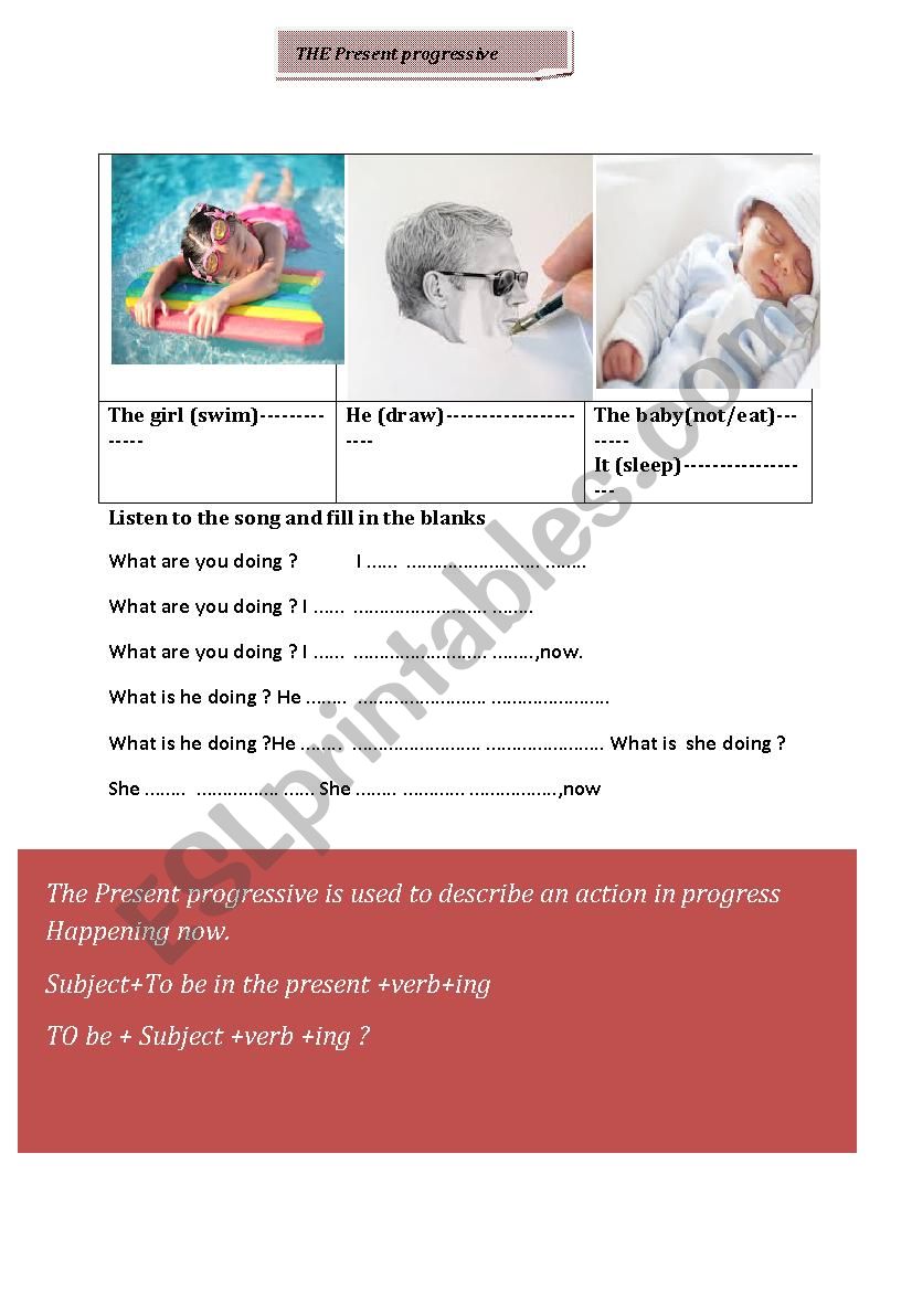 tHE PRESENT PROGRESSIVE  worksheet