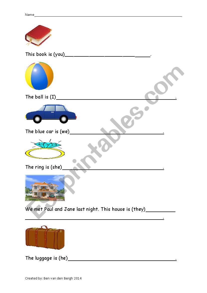 Possesive pronouns  worksheet