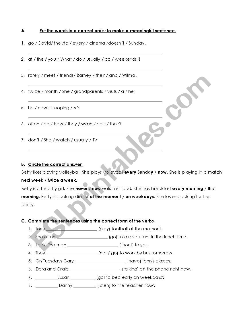 present simple vs. present continuous - ESL worksheet by mulhem