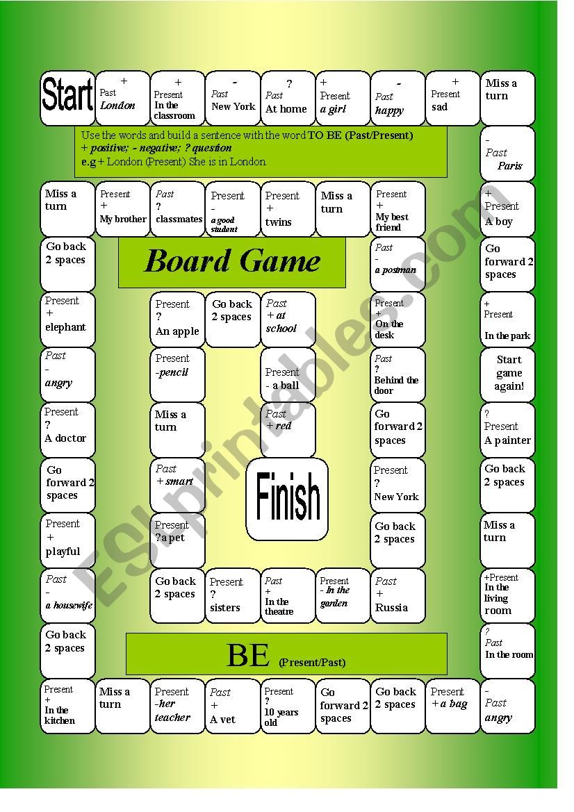 Board Game Verb To BE ESL Worksheet By Kucheryavaya