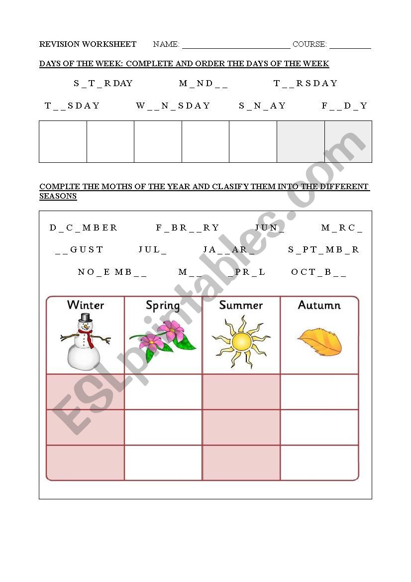 REVISION BASIC CONCEPTS worksheet