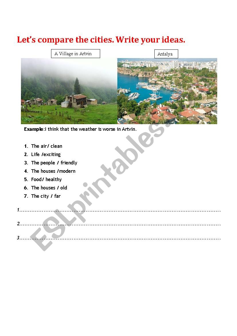 Adjectives and comparatives worksheet