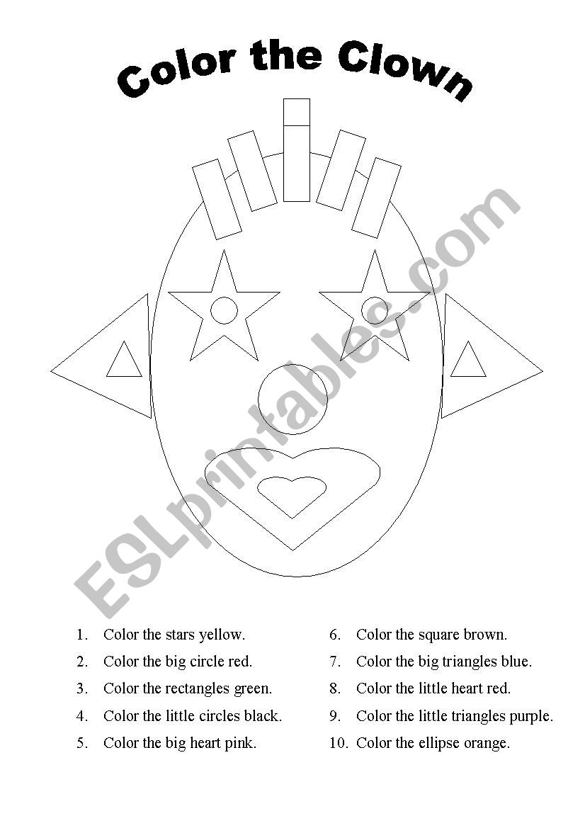 Color the Clown worksheet