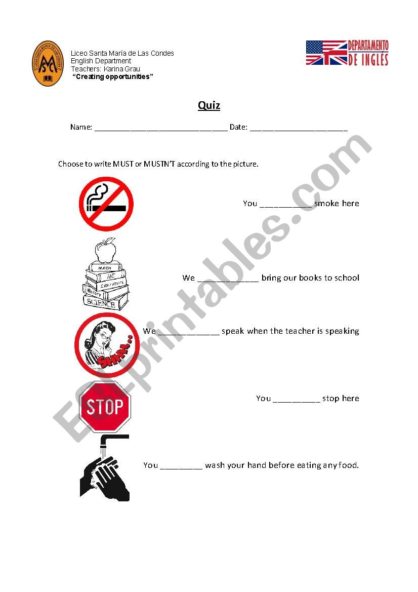 must mustn´t - ESL worksheet by kayty