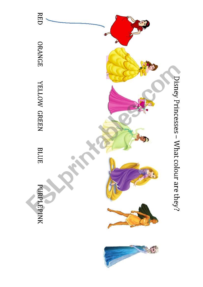 Disney Princess Colours worksheet