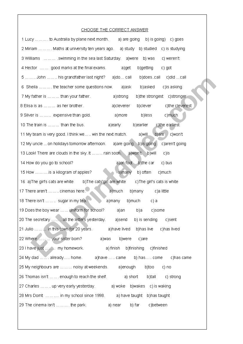 mix tenses worksheet