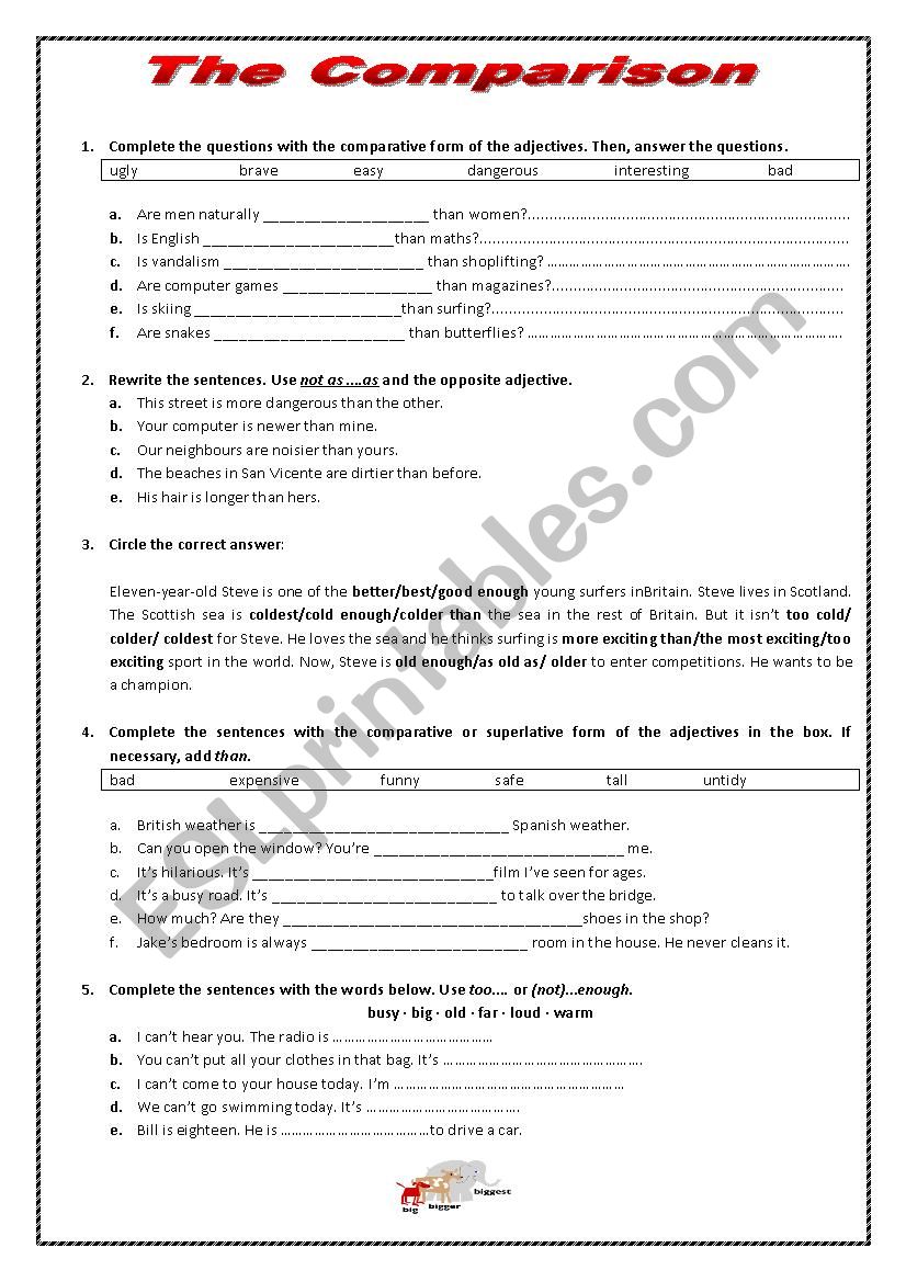 The Comparison worksheet