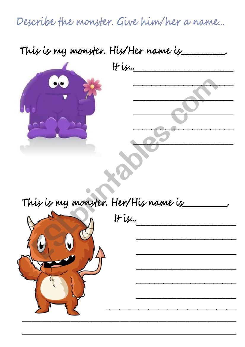 Monsters - lets talk about worksheet