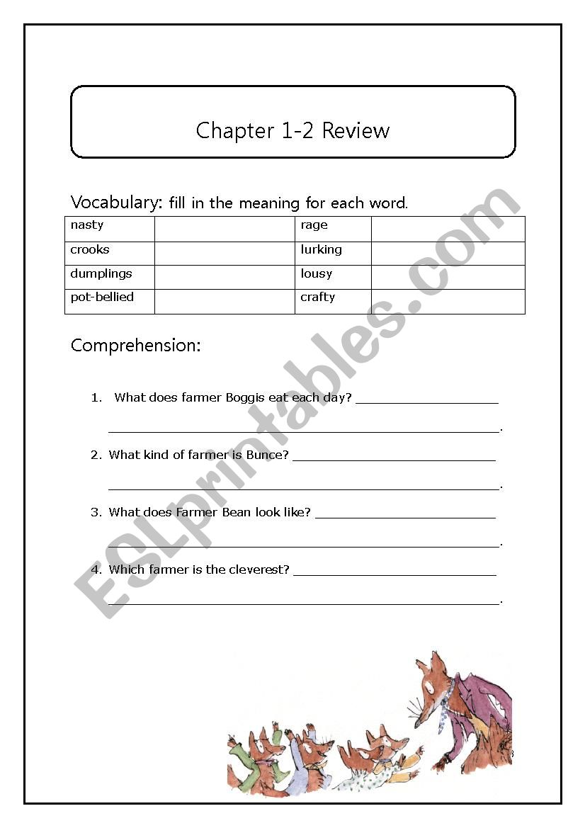 Fantastic Mr Fox Workbook Esl Worksheet By Farrellj22 Yahoo Com