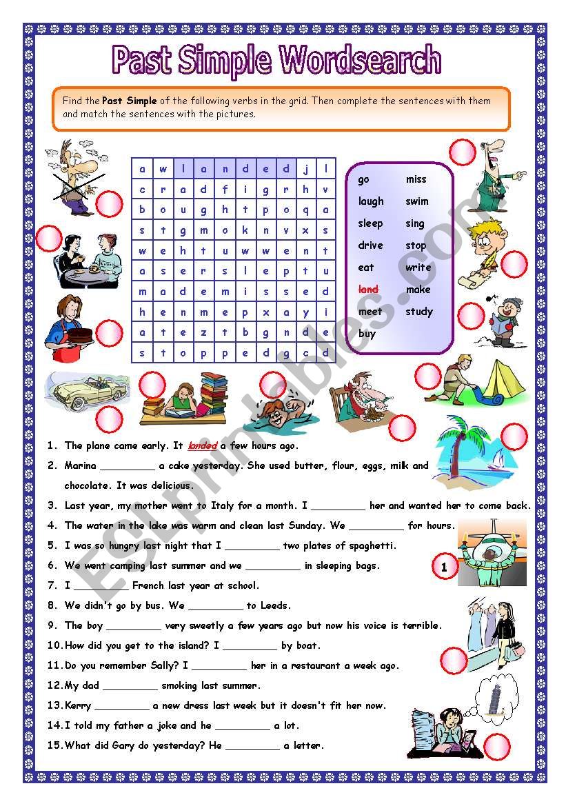 Free Simple Past Tense Exercises Worksheets Images B9D