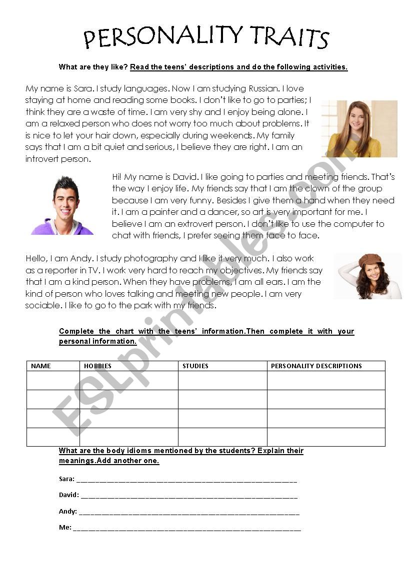  Personality Traits ESL Worksheet By Anto11