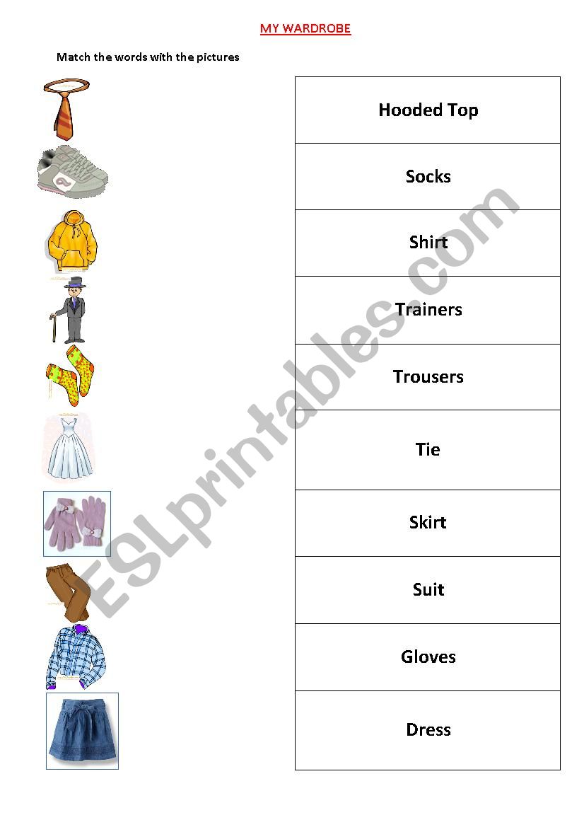 My Wardrobe worksheet