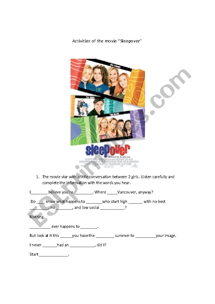 Acvity movie worksheet