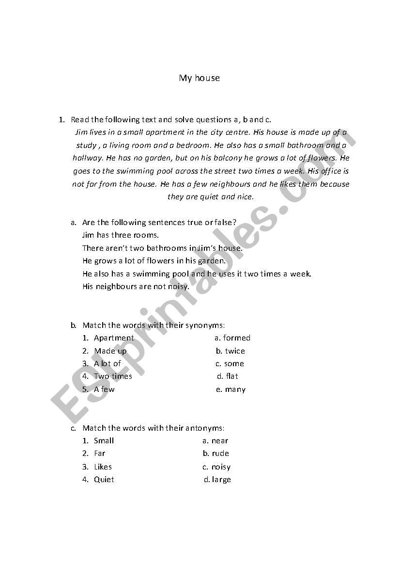 House worksheet