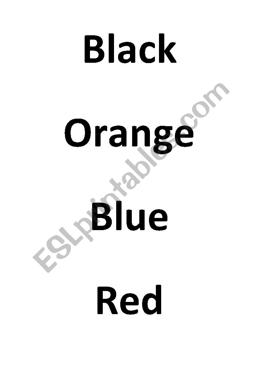 Colour word cards worksheet