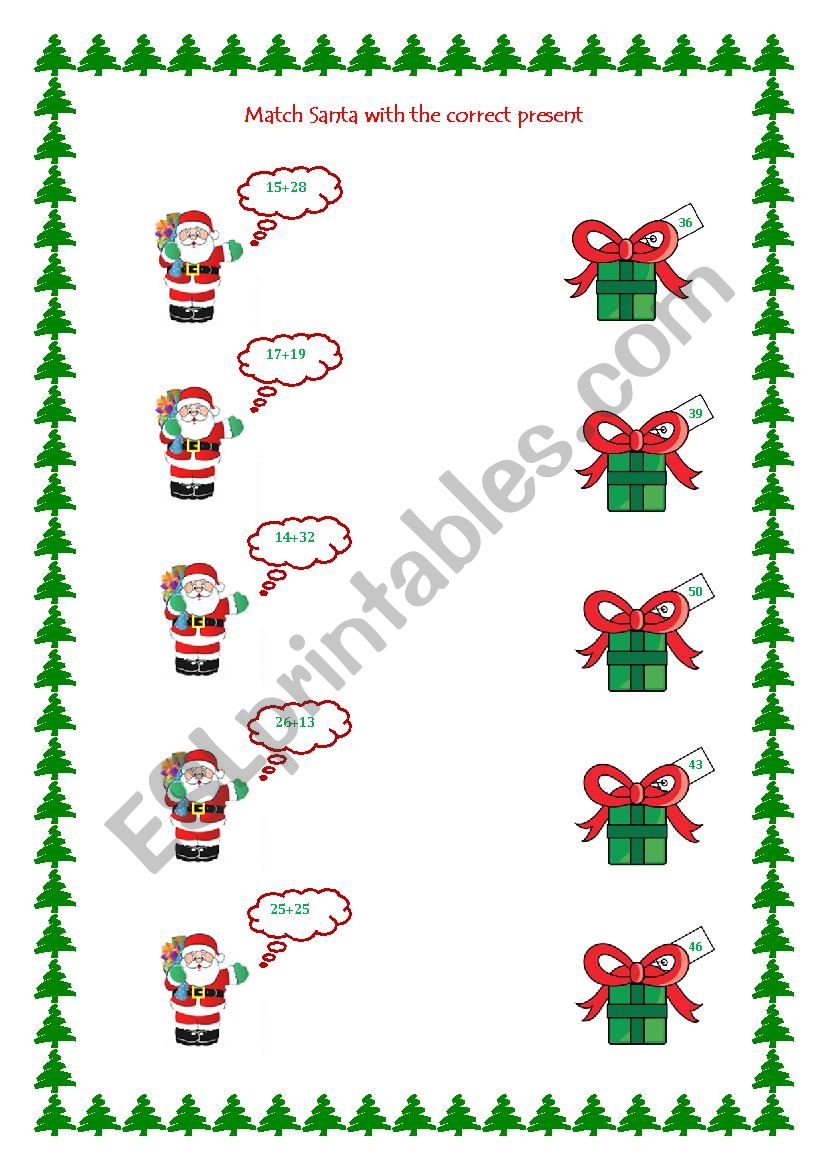 Santa Addition worksheet