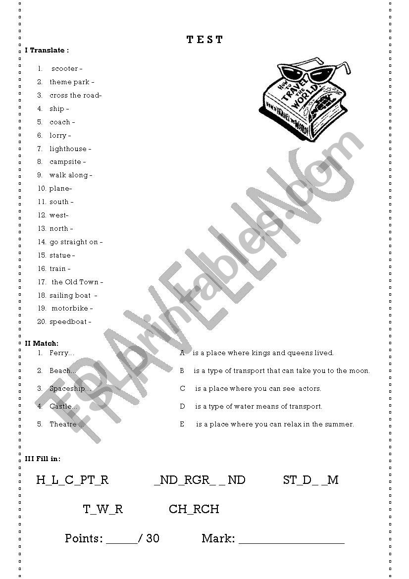 Traveling worksheet