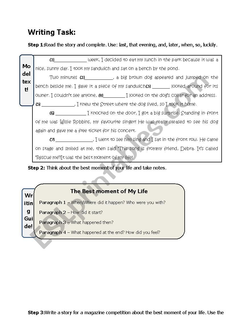the best moment of my life worksheet
