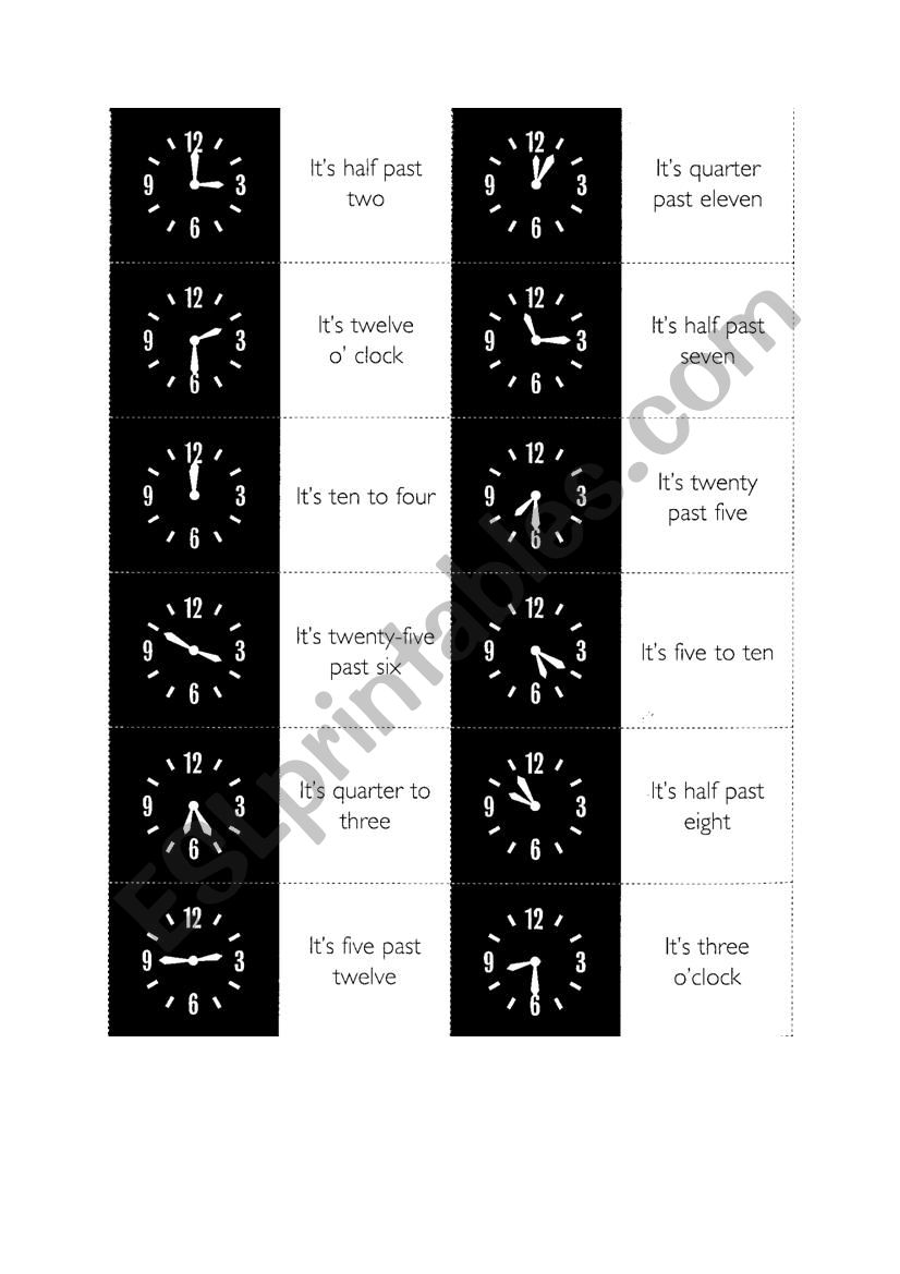 Domino_Whats the time worksheet