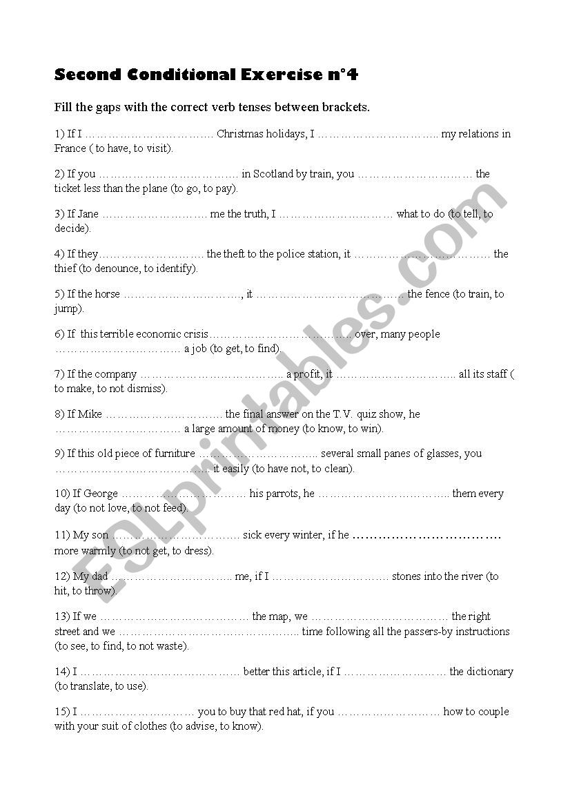 Second Conditional Exercise n°4 - ESL worksheet by luglio15