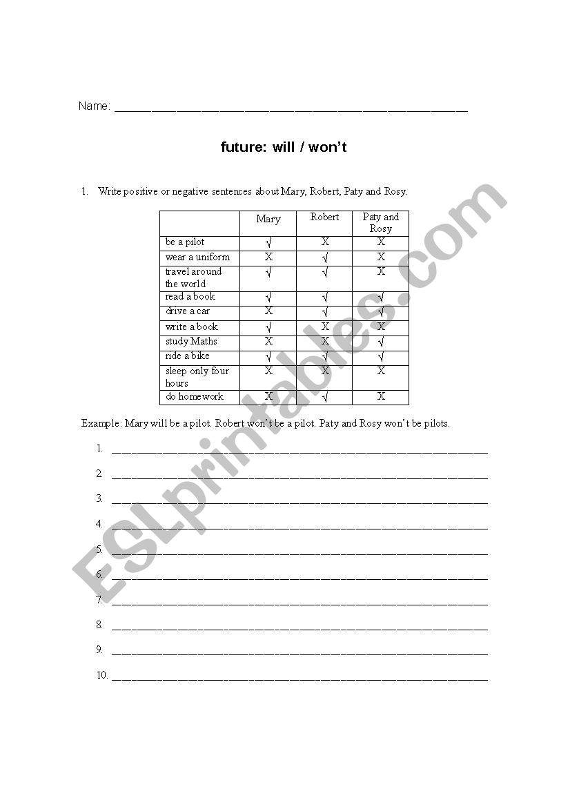 Will Practice future worksheet