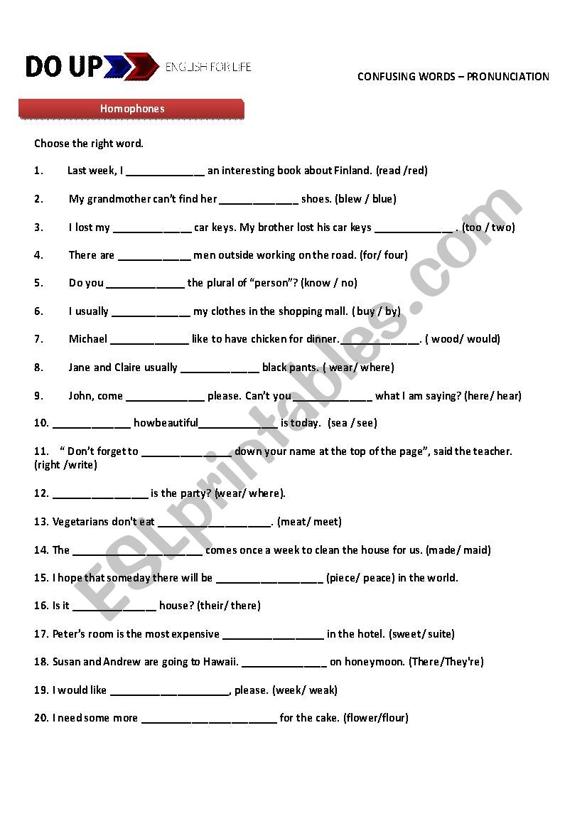 Pronunciation Class worksheet