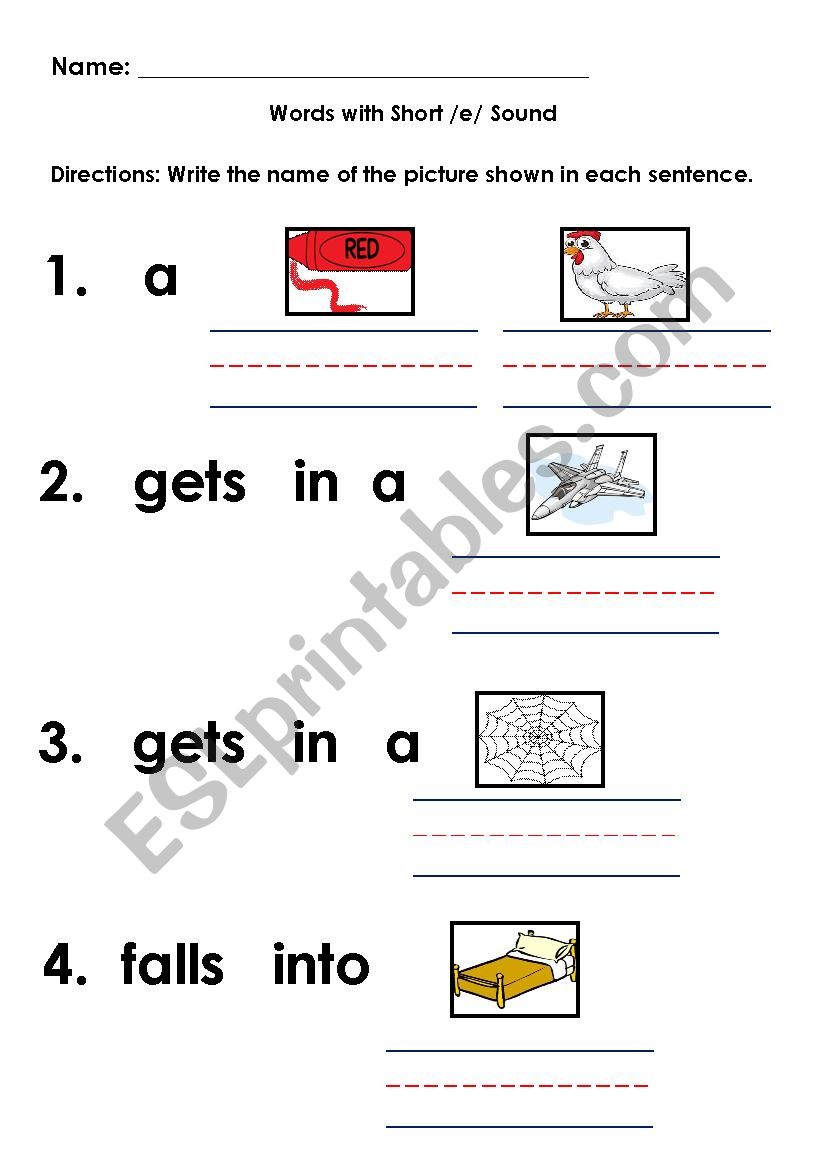 CVC_short E worksheet