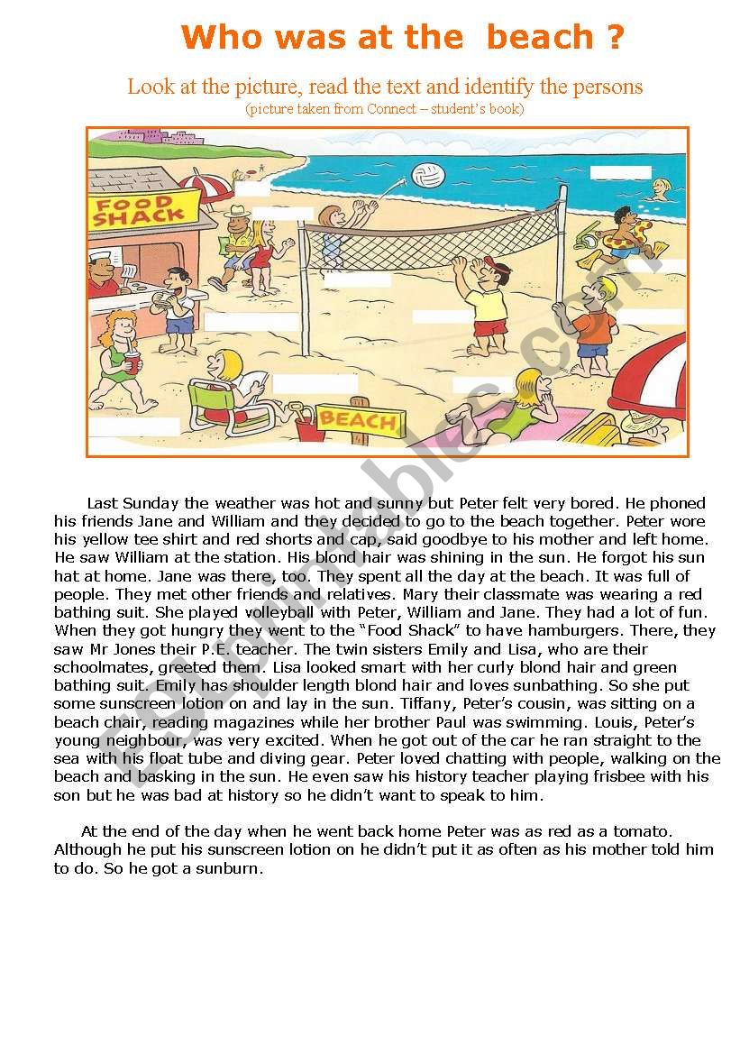 Who was at the beach? worksheet