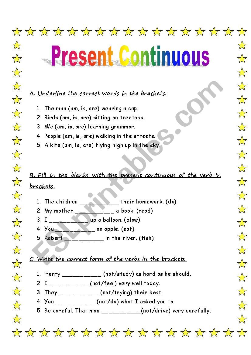 Present Continuous Tense Worksheet Free Esl Printable Worksheets Made