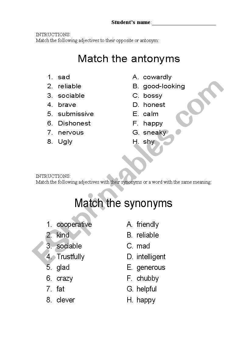 Crazy Synonyms and Crazy Antonyms. Similar and opposite words for