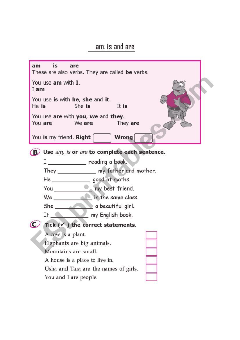 am, is ,are worksheet