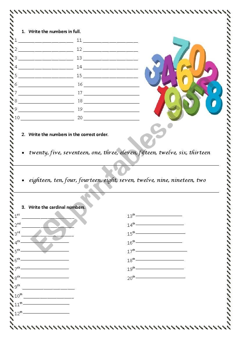 Numbers ESL Worksheet By Isafechas