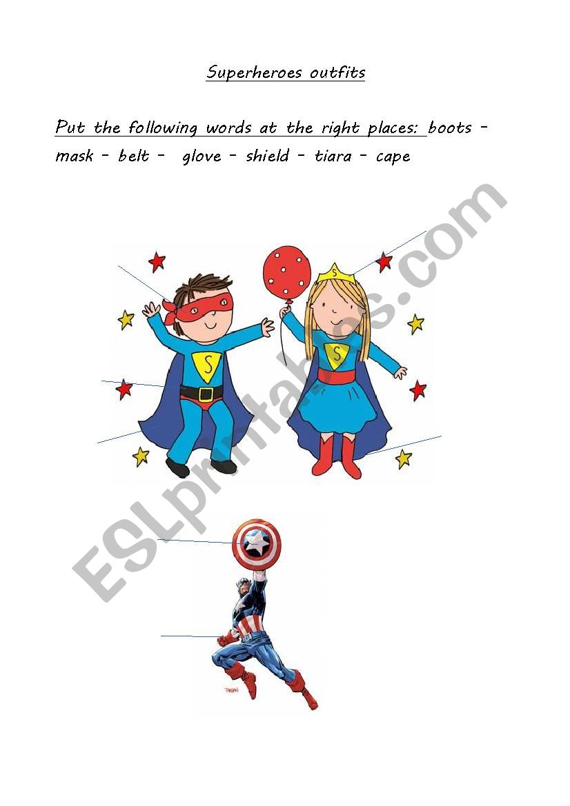 Superheroes oufits - vocabulary