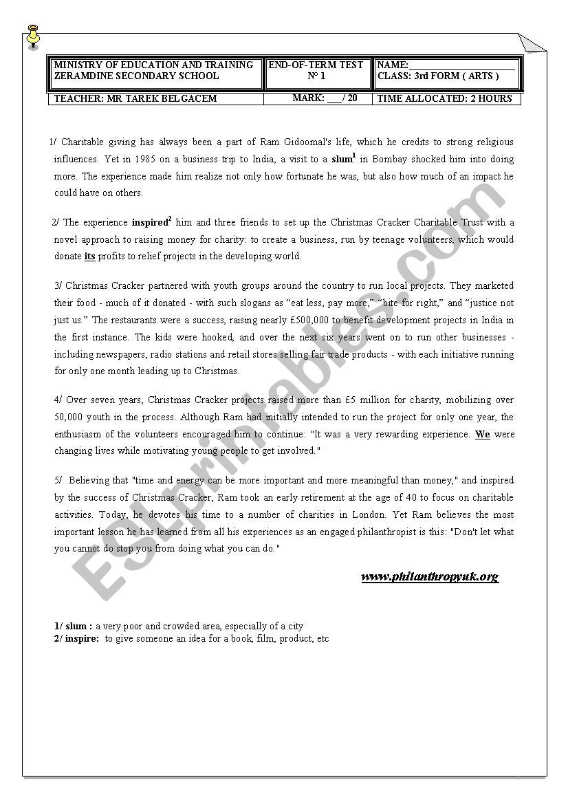 end-of-term-test-n-1-third-form-arts-esl-worksheet-by-chahdouda