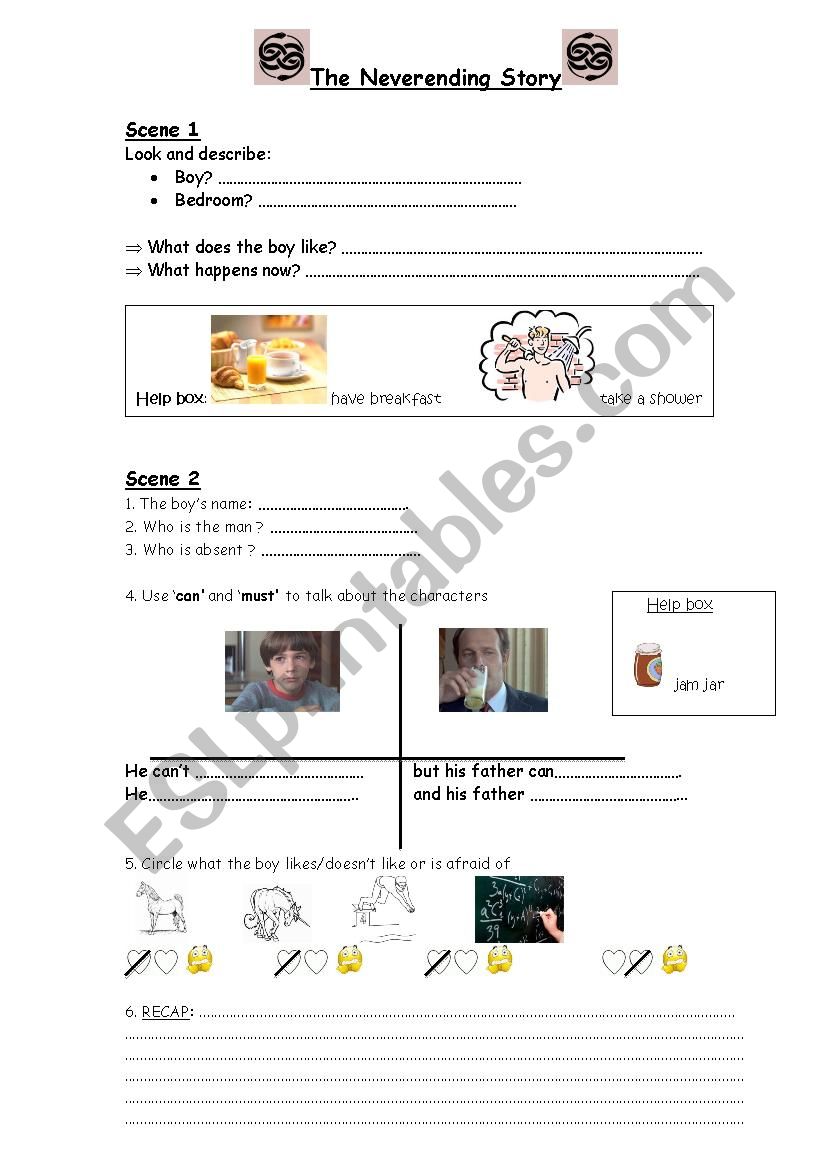 Neverending story worksheet