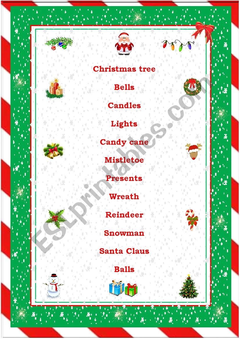Christmas icons worksheet