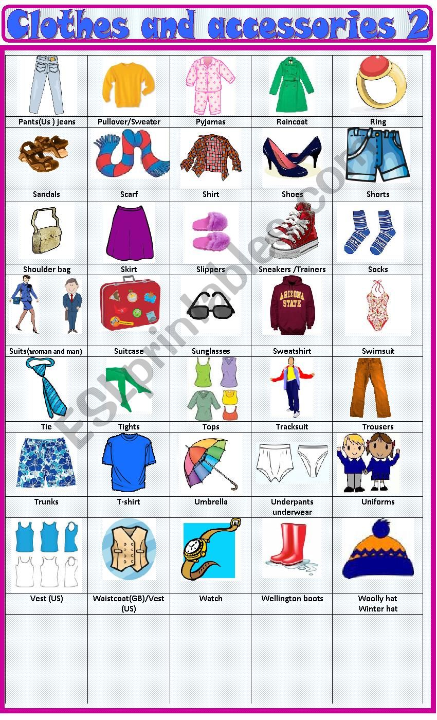 Clothes pictionary new version - ESL worksheet by spied-d-aignel