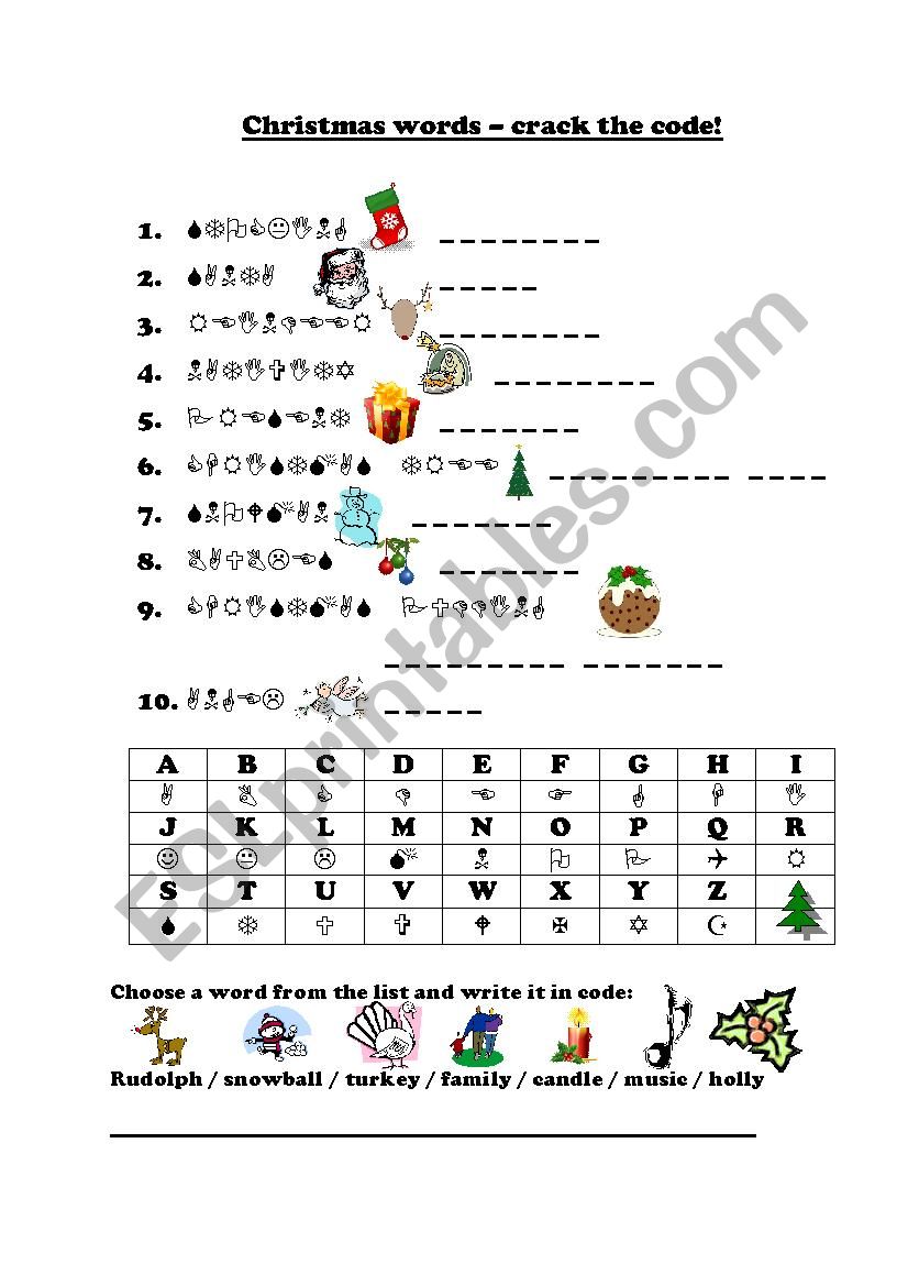 Christmas crack The Code ESL Worksheet By FrauSue