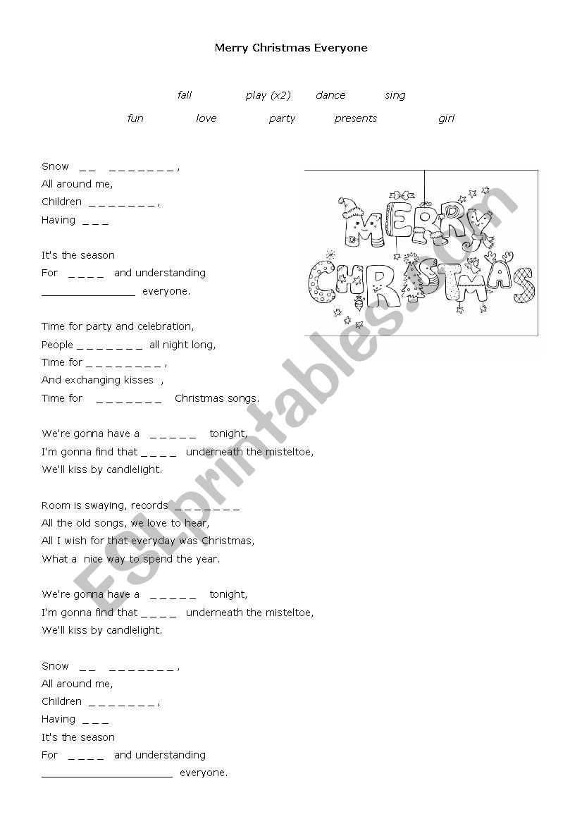 Merry Christmas Everyone - song worksheet