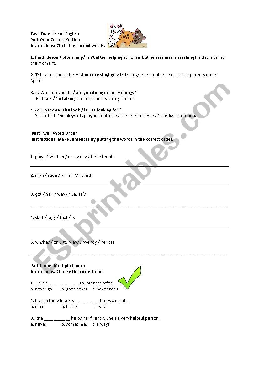 Present Tense worksheet