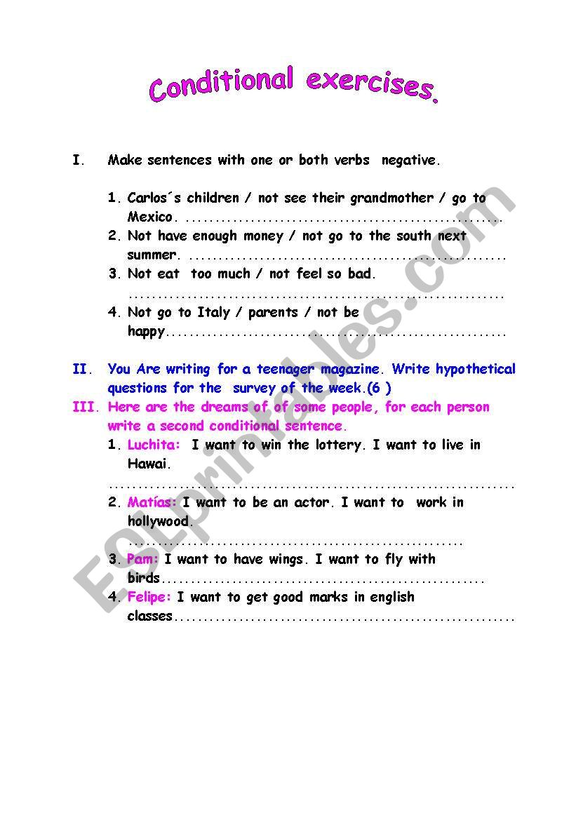 conditional sentences worksheet