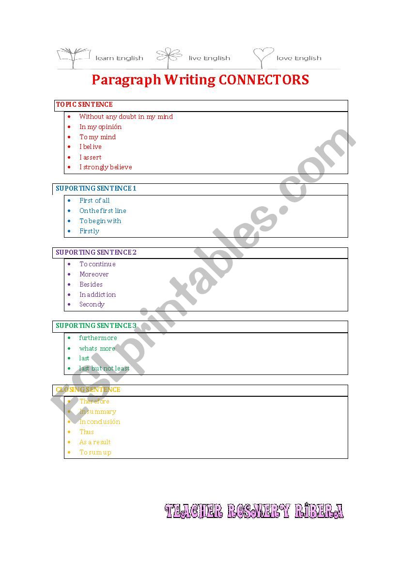 connectors worksheet